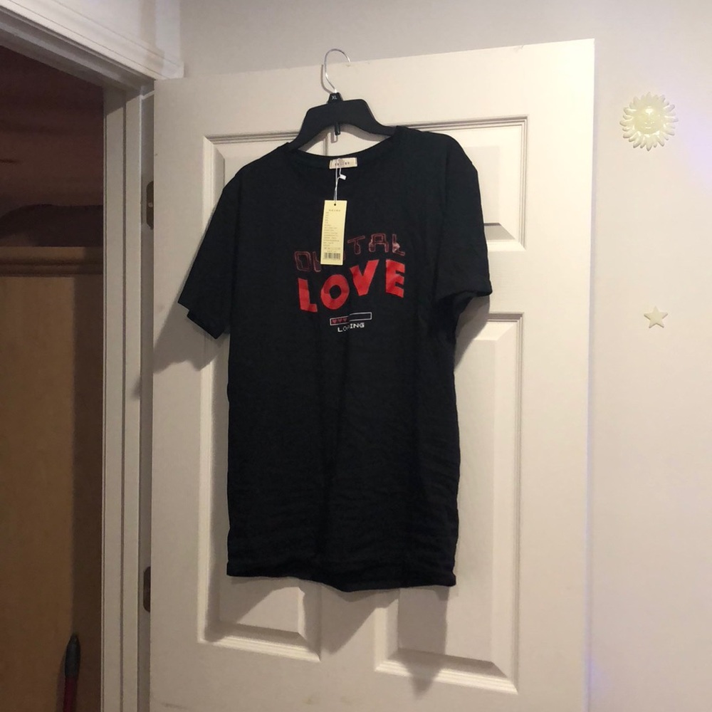 NWT PLUS “Digital Love” Black Tee
